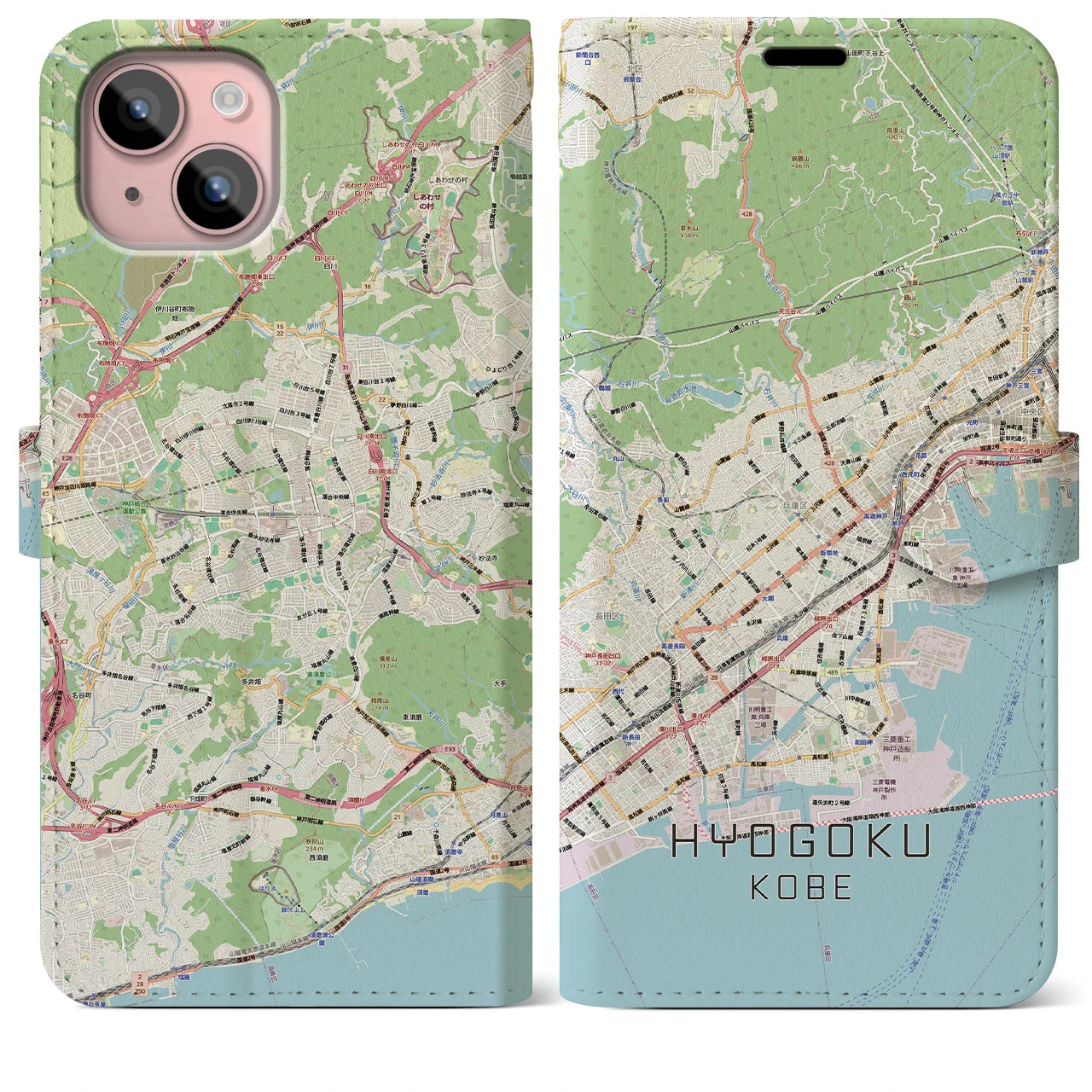 【兵庫区(神戸市)】地図柄iPhoneケース(手帳タイプ)