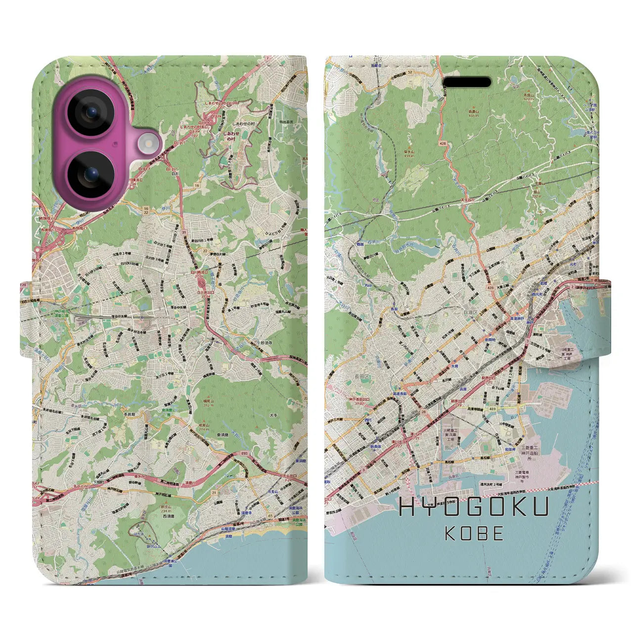 【兵庫区(神戸市)】地図柄iPhoneケース(手帳タイプ)
