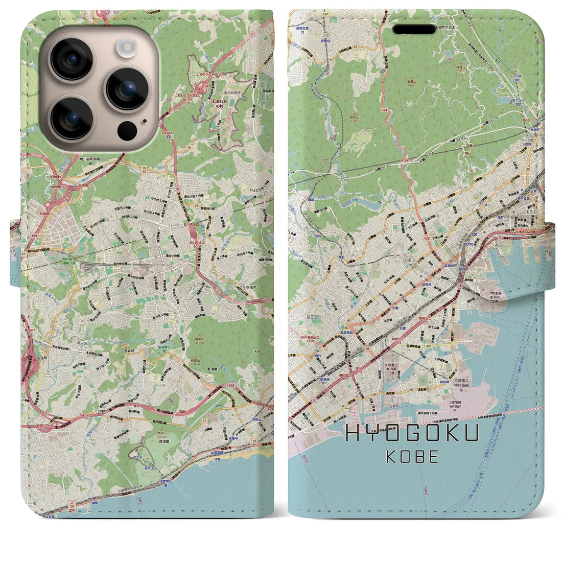 【兵庫区(神戸市)】地図柄iPhoneケース(手帳タイプ)