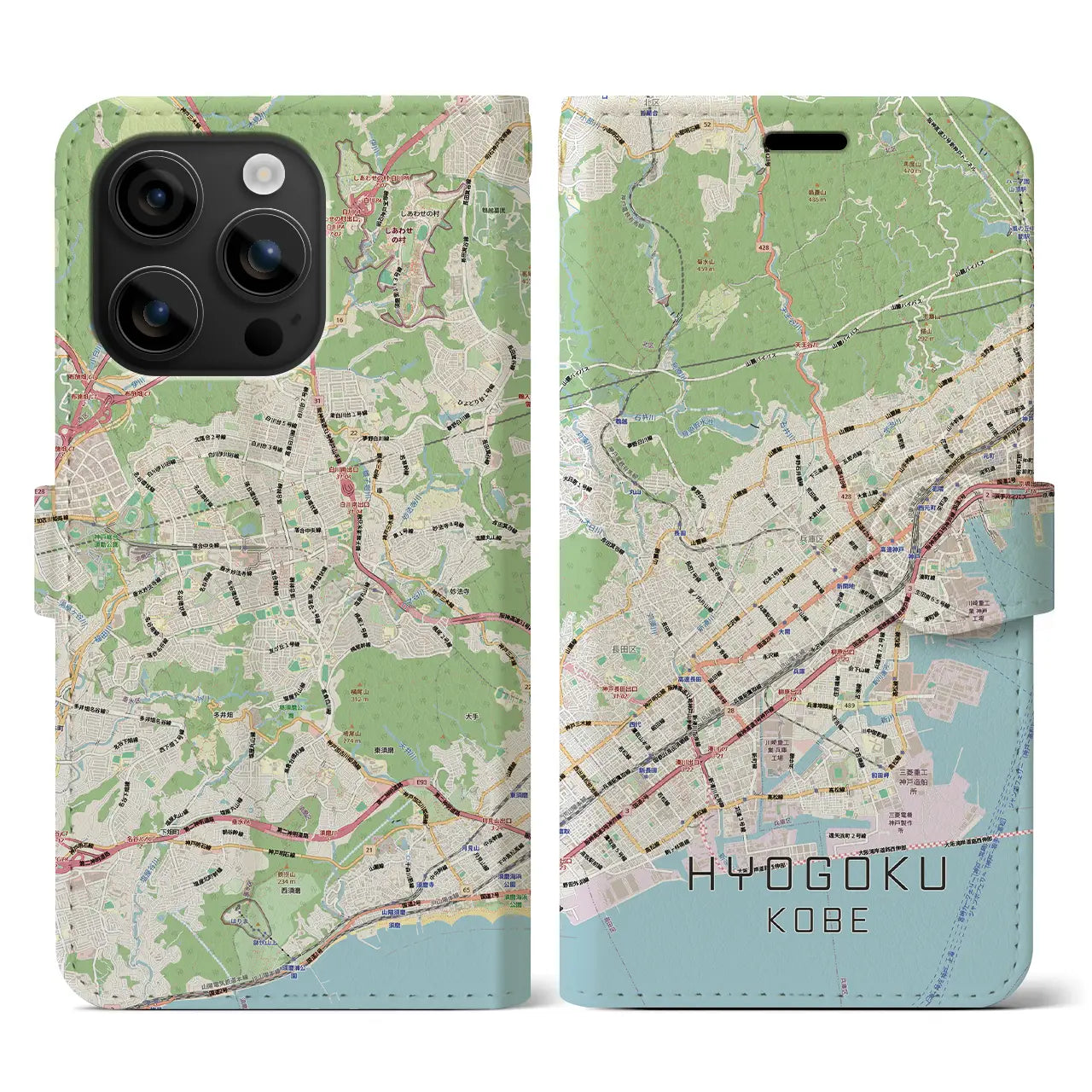 【兵庫区(神戸市)】地図柄iPhoneケース(手帳タイプ)