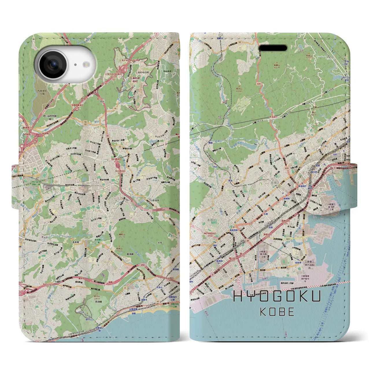 【兵庫区(神戸市)】地図柄iPhoneケース(手帳タイプ)