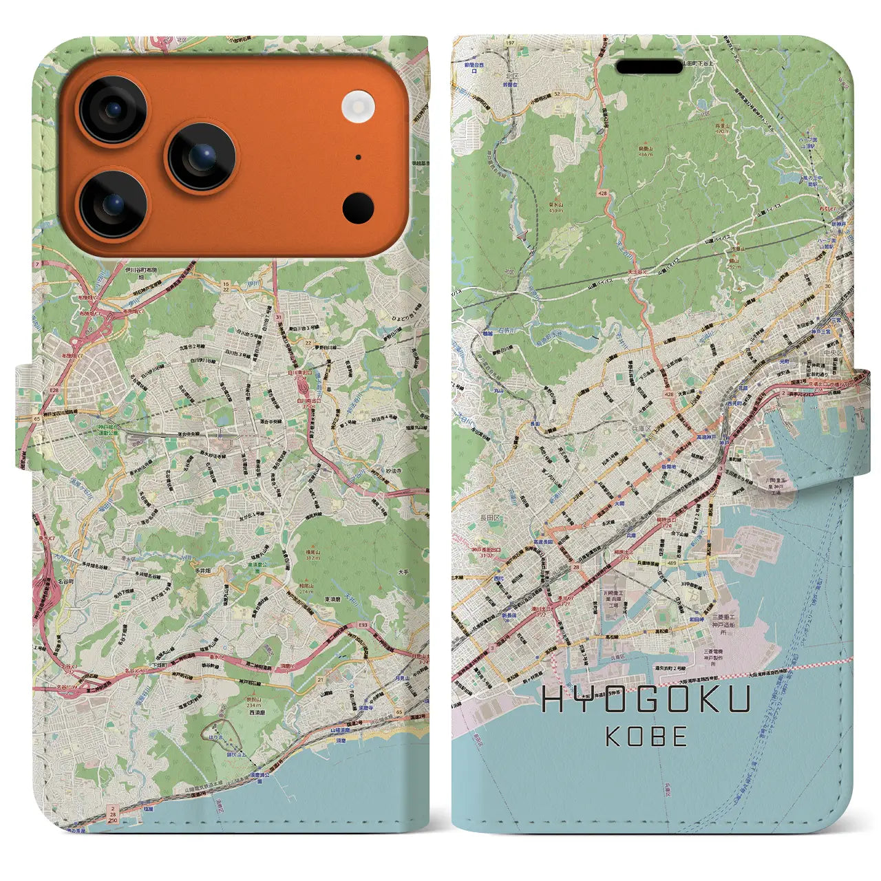 【兵庫区(神戸市)】地図柄iPhoneケース(手帳タイプ)