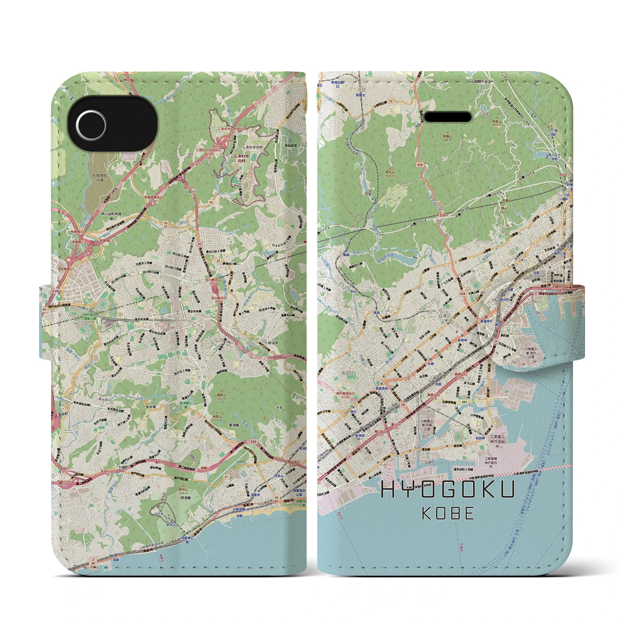【兵庫区(神戸市)】地図柄iPhoneケース(手帳タイプ)