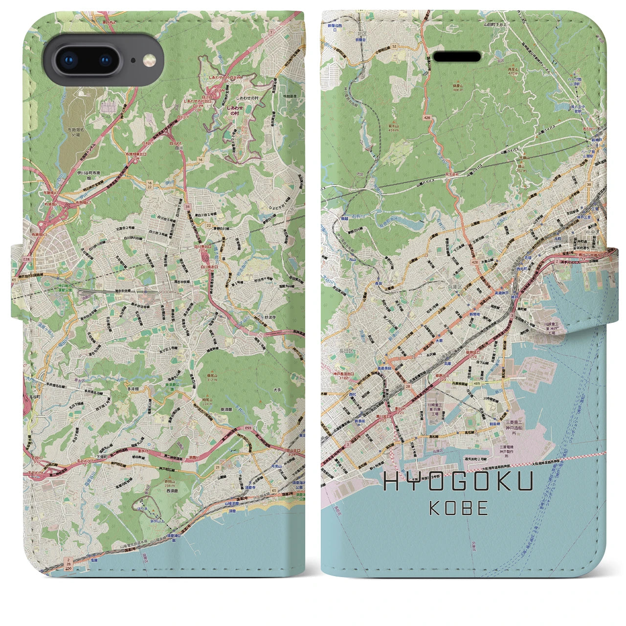 【兵庫区(神戸市)】地図柄iPhoneケース(手帳タイプ)