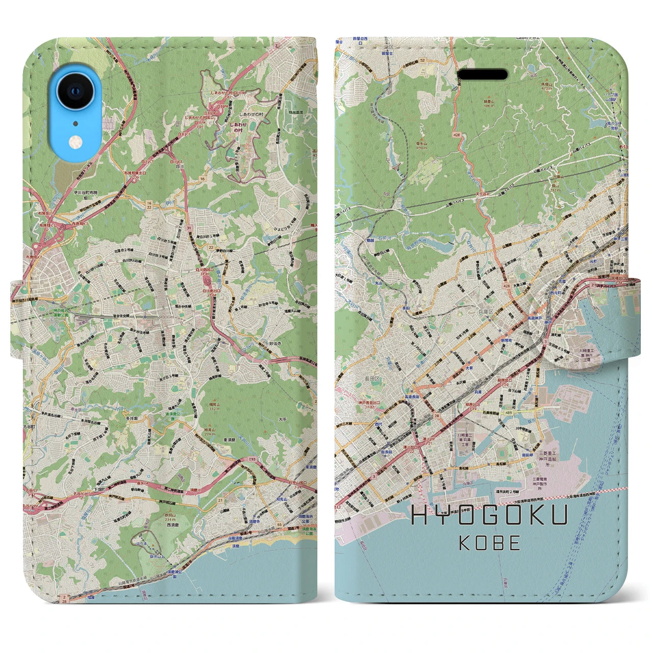 【兵庫区(神戸市)】地図柄iPhoneケース(手帳タイプ)
