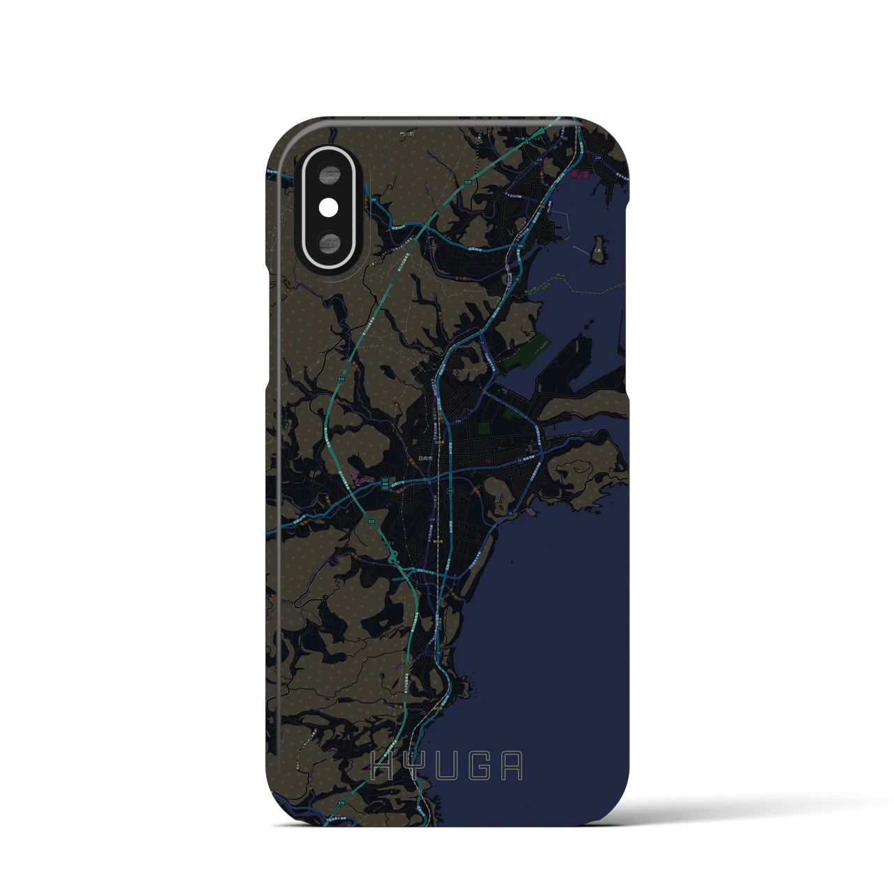 【日向(宮崎県)】地図柄iPhoneケース(バックカバータイプ)