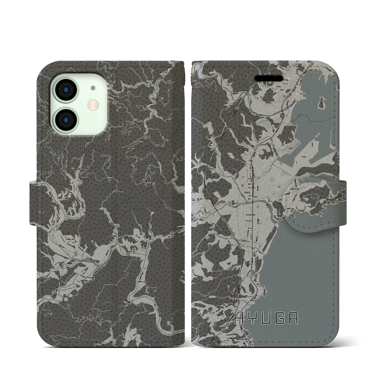 【日向(宮崎県)】地図柄iPhoneケース(手帳タイプ)