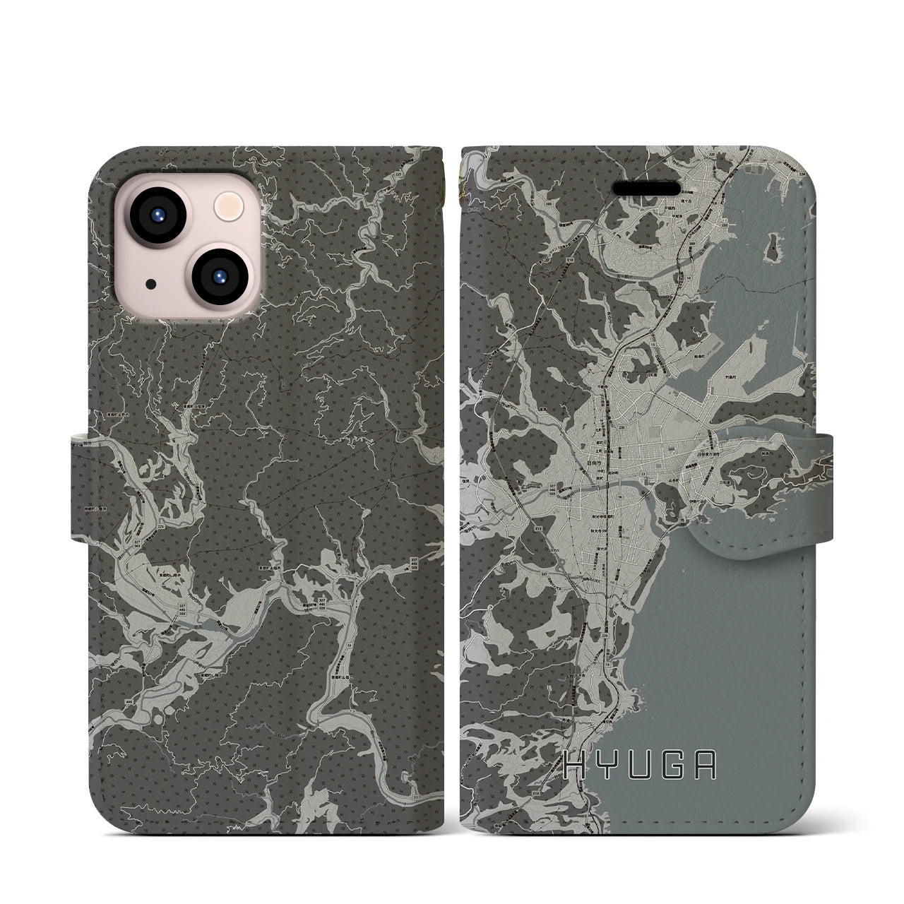 【日向(宮崎県)】地図柄iPhoneケース(手帳タイプ)