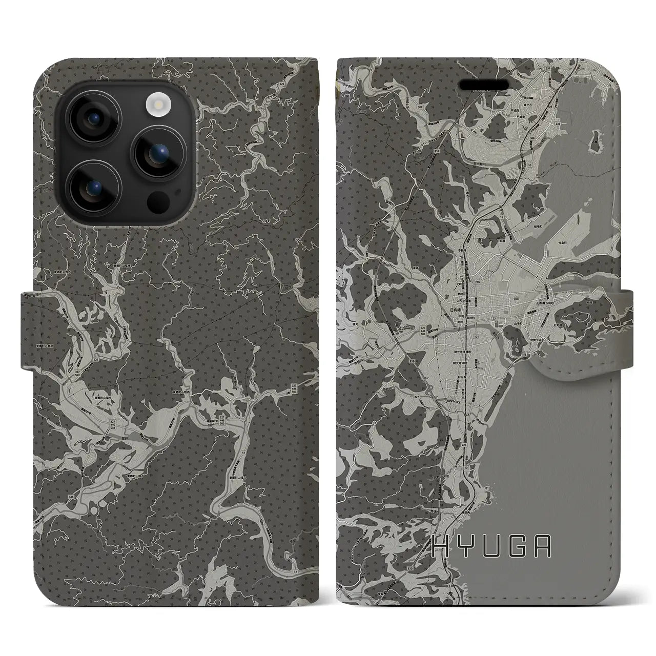 【日向(宮崎県)】地図柄iPhoneケース(手帳タイプ)