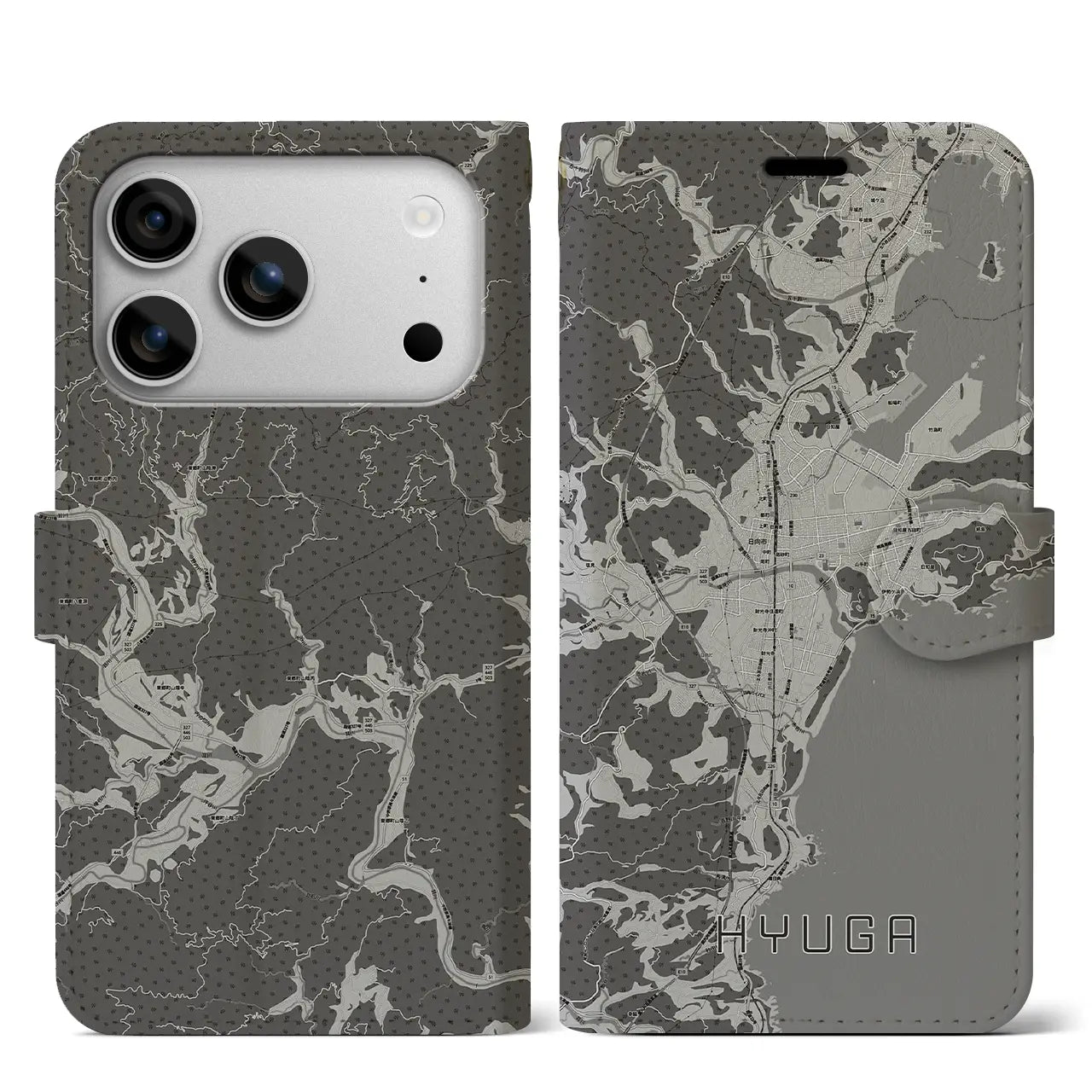 【日向(宮崎県)】地図柄iPhoneケース(手帳タイプ)