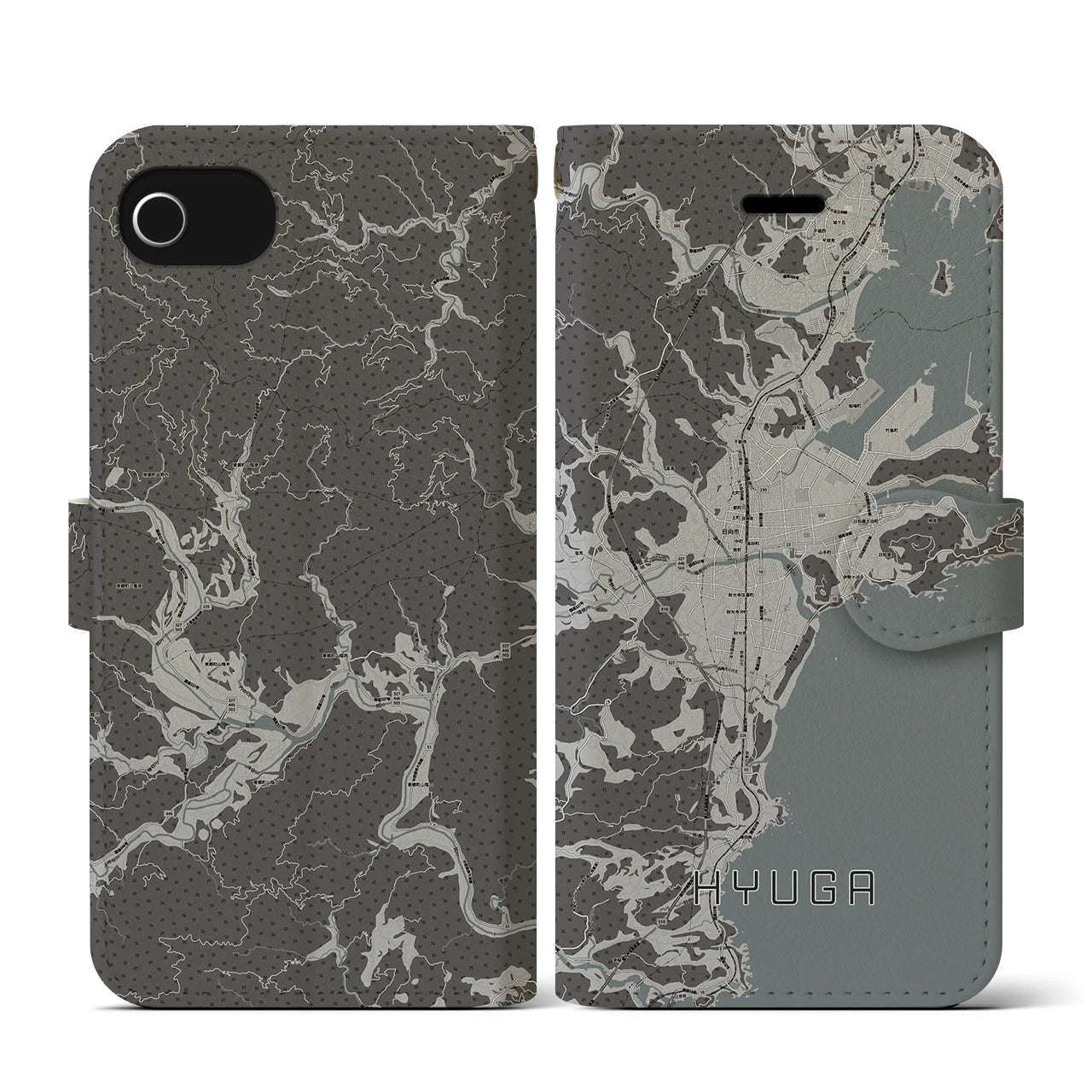 【日向(宮崎県)】地図柄iPhoneケース(手帳タイプ)