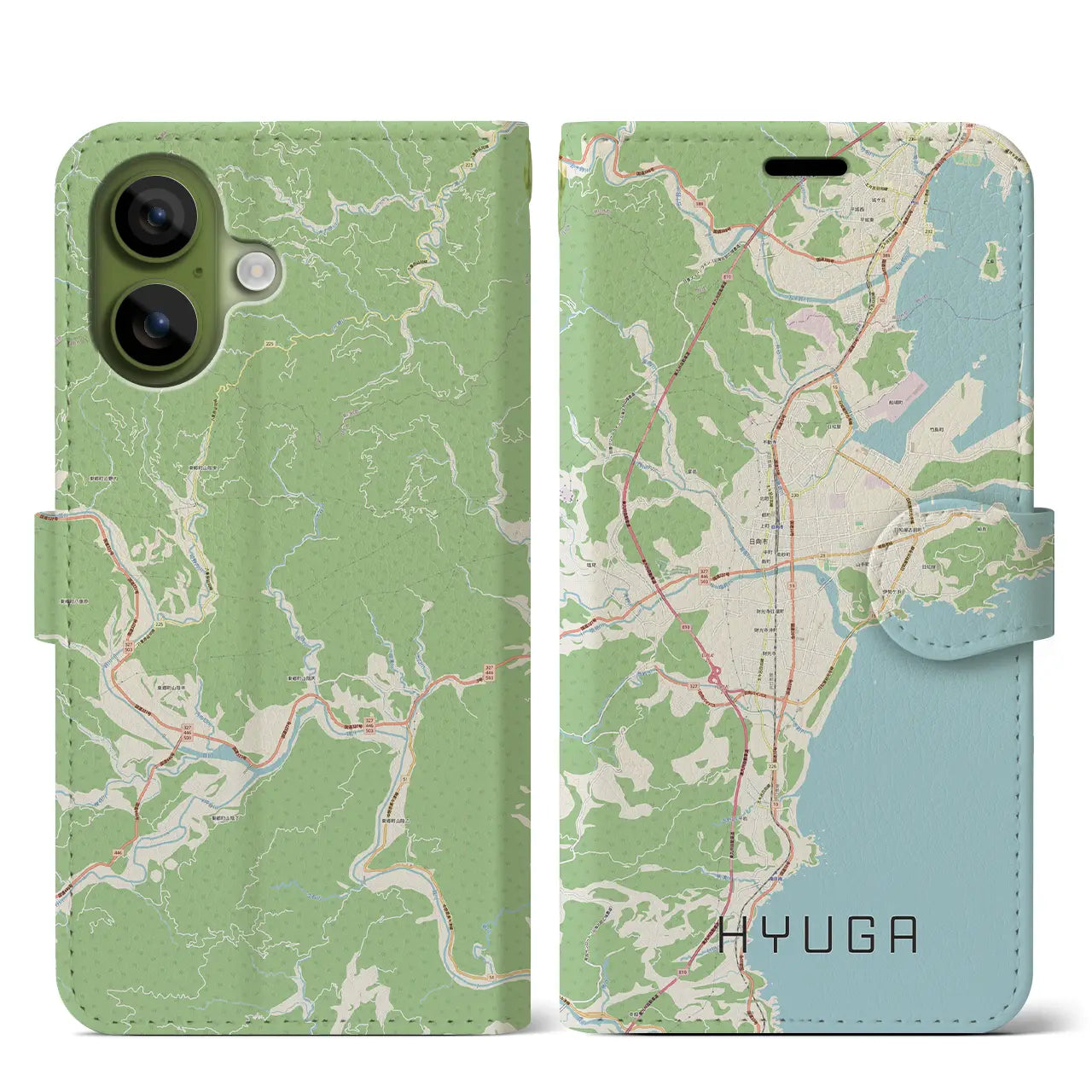 【日向(宮崎県)】地図柄iPhoneケース(手帳タイプ)