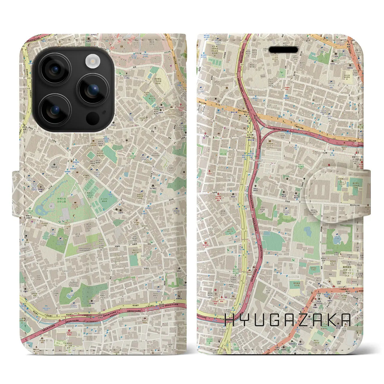 【日向坂(東京都)】地図柄iPhoneケース(手帳タイプ)ナチュラル・iPhone 16 用