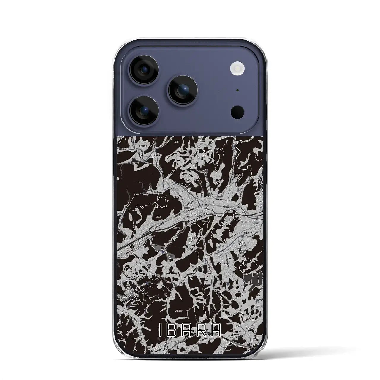 【井原(岡山県)】地図柄iPhoneケース(クリアタイプ)モノトーン・iPhone 17 Pro Max 用