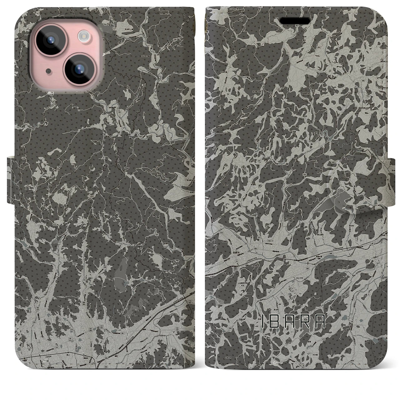 【井原(岡山県)】地図柄iPhoneケース(手帳タイプ)