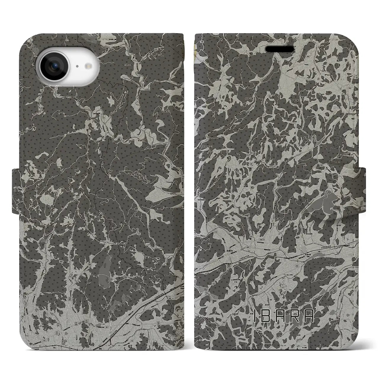 【井原(岡山県)】地図柄iPhoneケース(手帳タイプ)