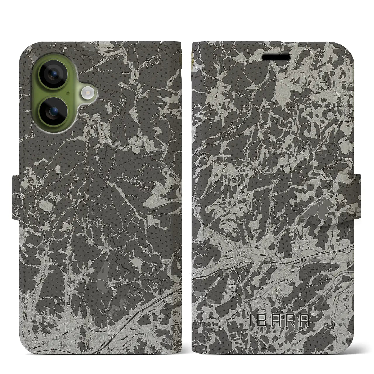 【井原(岡山県)】地図柄iPhoneケース(手帳タイプ)