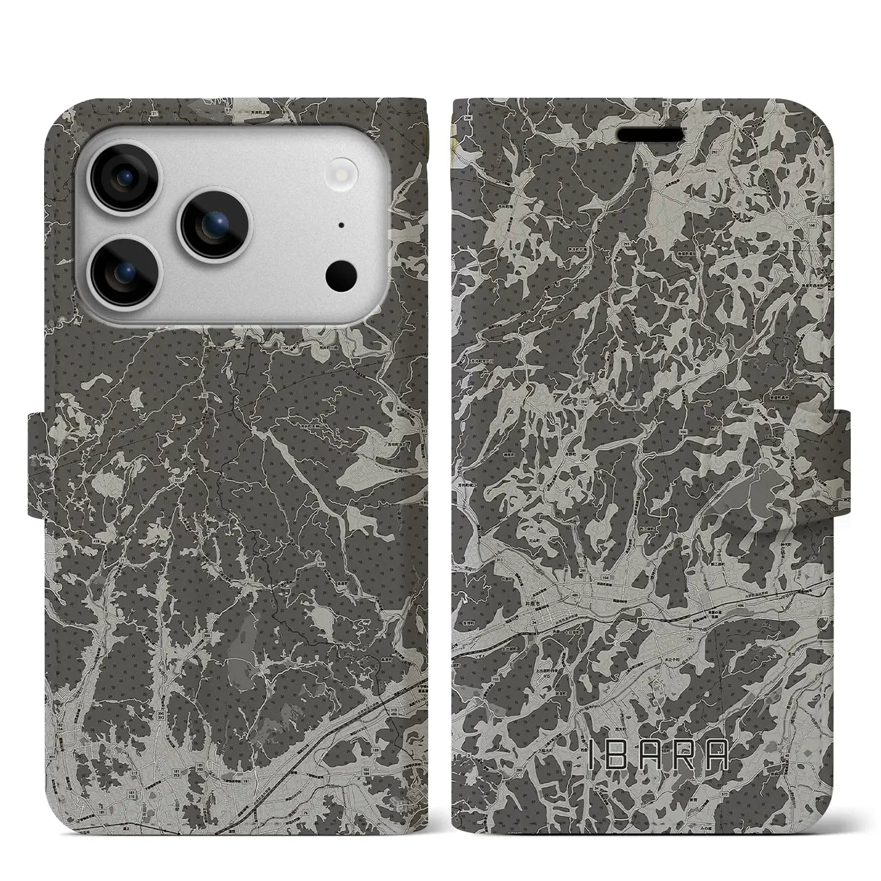 【井原(岡山県)】地図柄iPhoneケース(手帳タイプ)