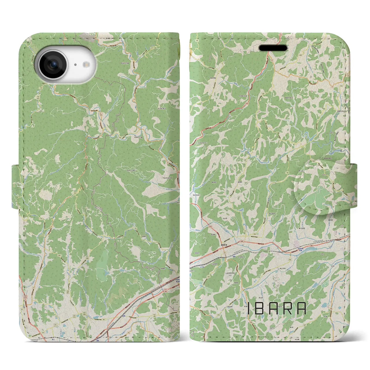 【井原(岡山県)】地図柄iPhoneケース(手帳タイプ)