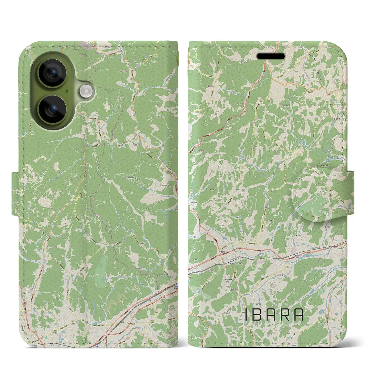 【井原(岡山県)】地図柄iPhoneケース(手帳タイプ)