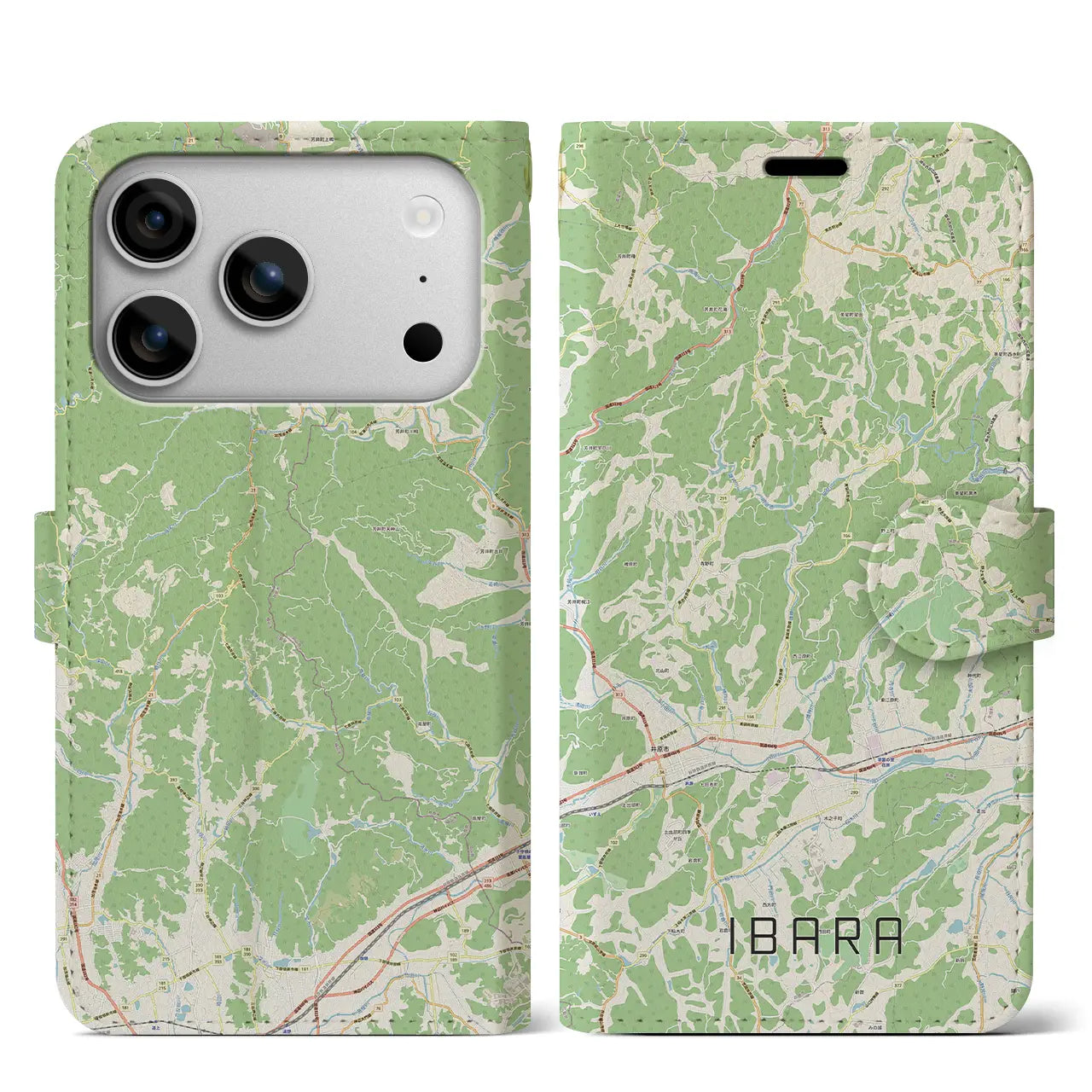 【井原(岡山県)】地図柄iPhoneケース(手帳タイプ)