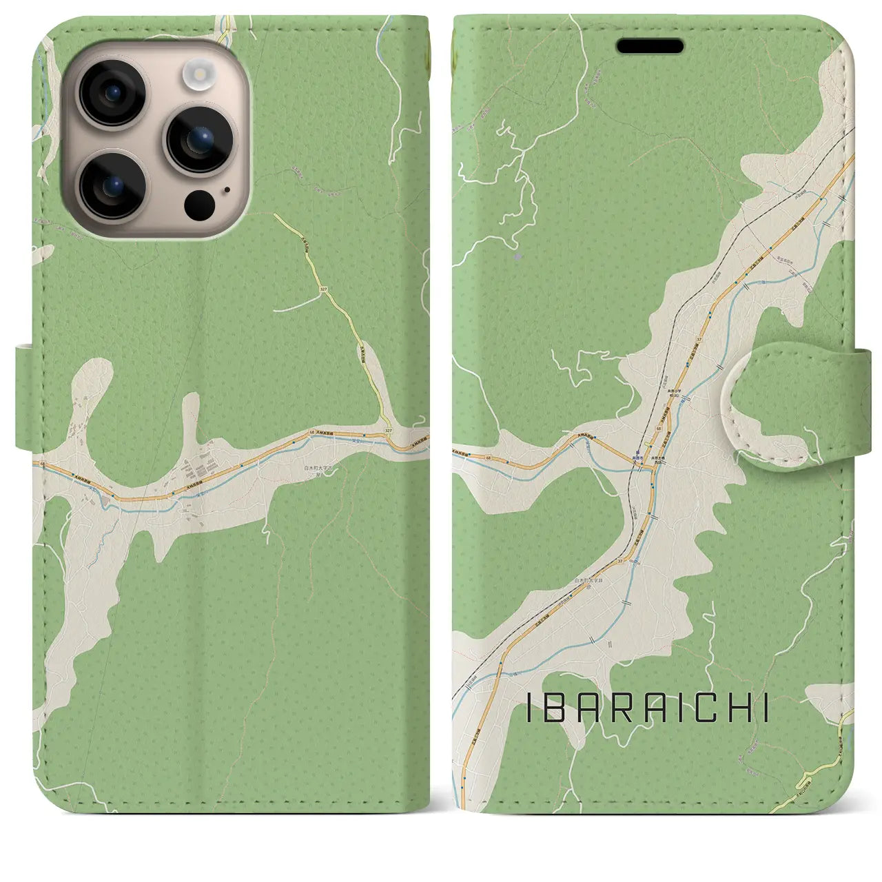 【井原市(広島県)】地図柄iPhoneケース(手帳タイプ)ナチュラル・iPhone 16 Plus 用