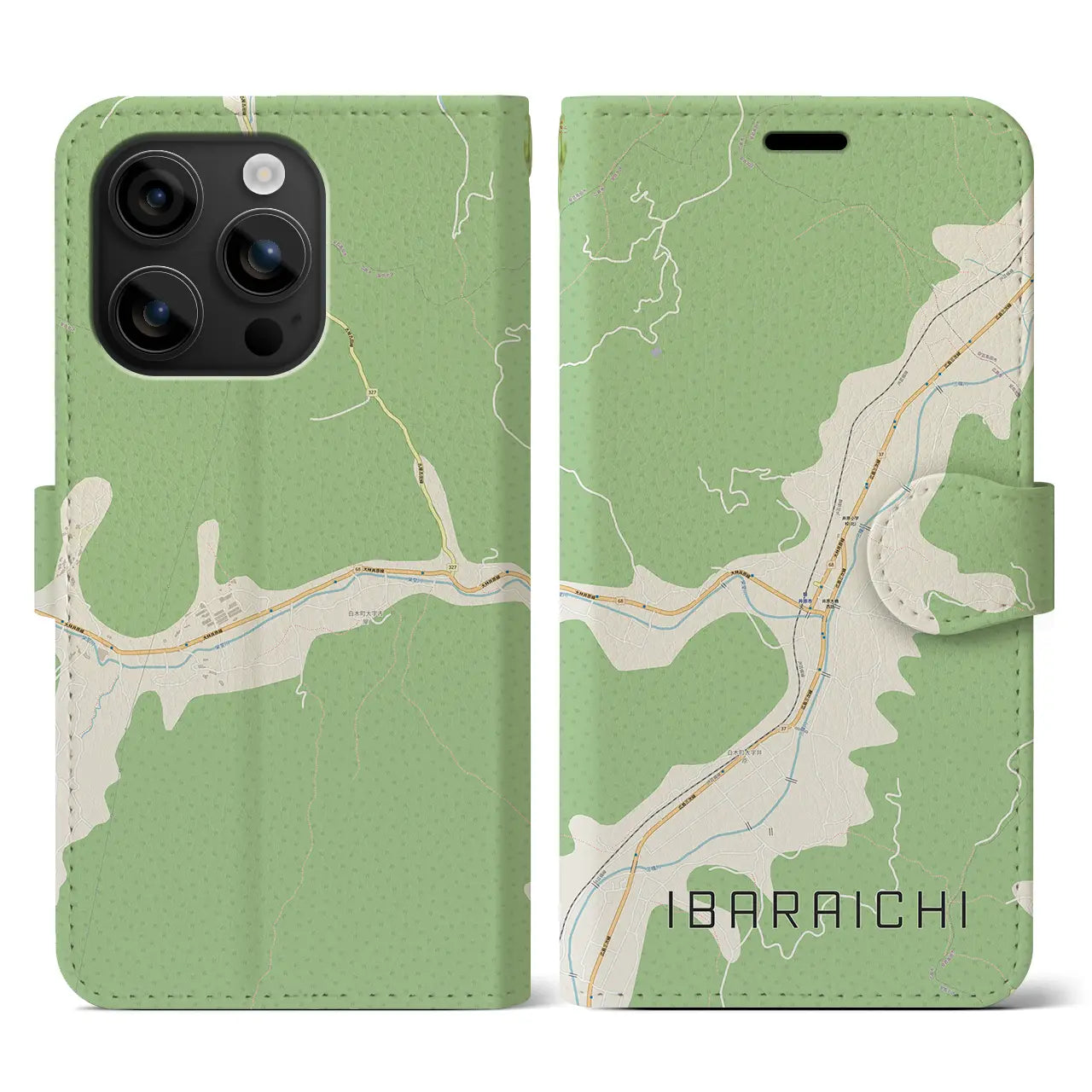 【井原市(広島県)】地図柄iPhoneケース(手帳タイプ)ナチュラル・iPhone 16 用