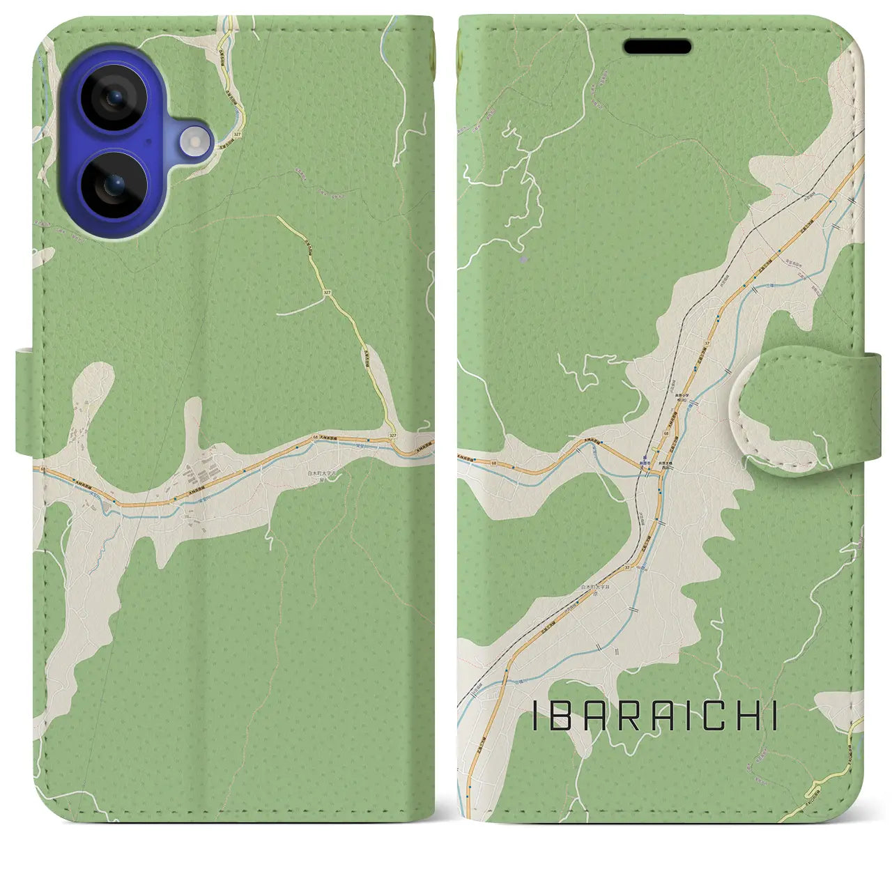 【井原市(広島県)】地図柄iPhoneケース(手帳タイプ)ナチュラル・iPhone 16 Pro Max 用