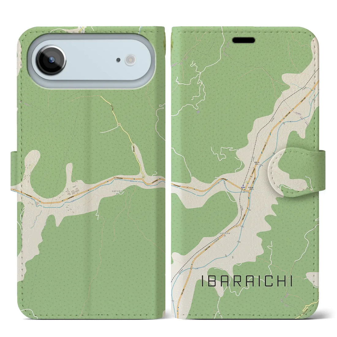 【井原市(広島県)】地図柄iPhoneケース(手帳タイプ)ナチュラル・iPhone 17 Pro Max 用