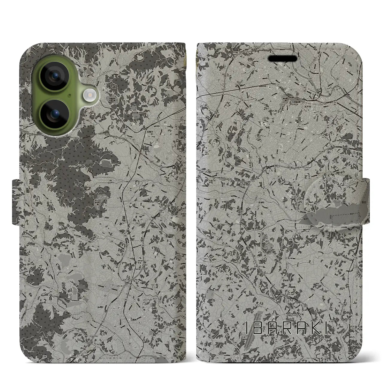 【茨城(茨城県)】地図柄iPhoneケース(手帳タイプ)