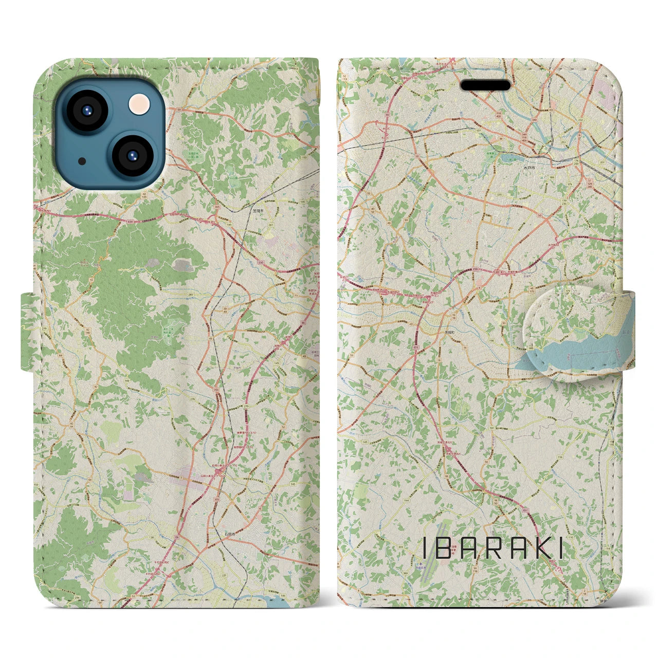 【茨城(茨城県)】地図柄iPhoneケース(手帳タイプ)