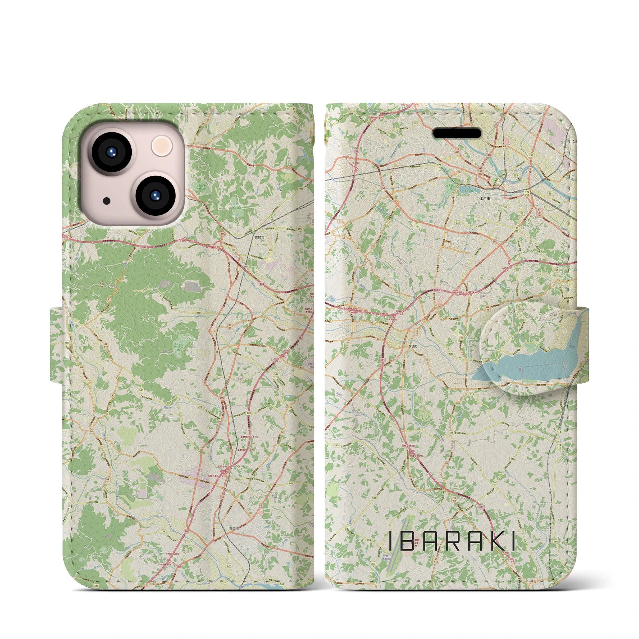 【茨城(茨城県)】地図柄iPhoneケース(手帳タイプ)