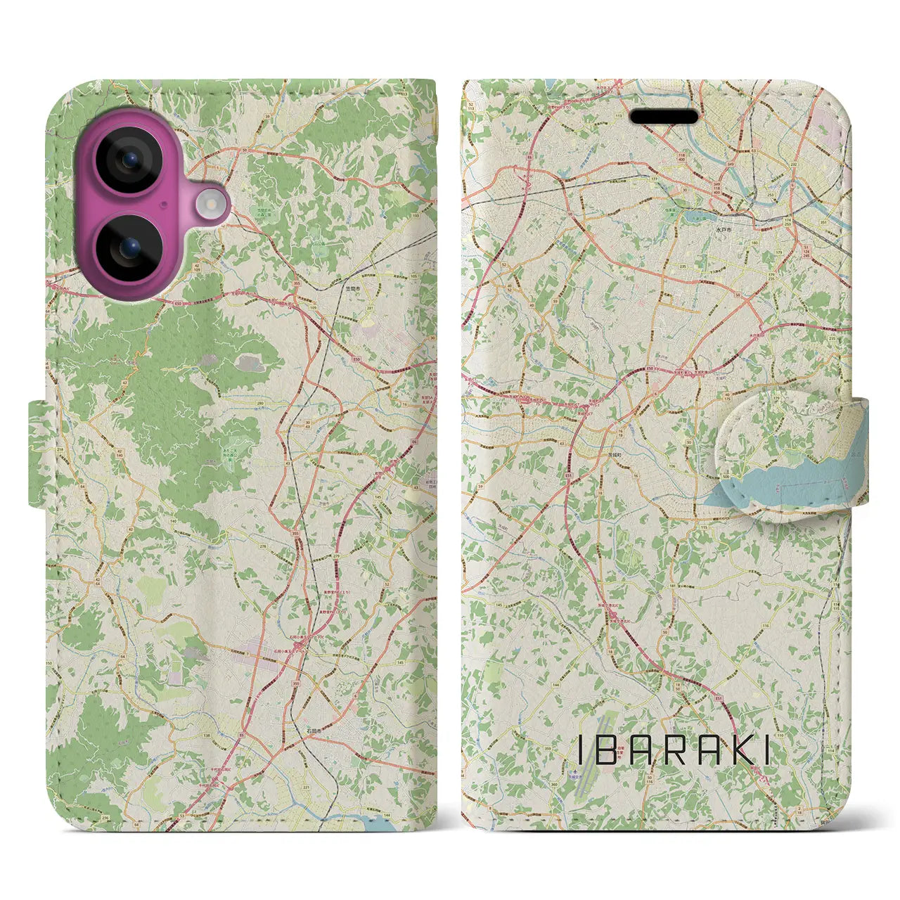 【茨城(茨城県)】地図柄iPhoneケース(手帳タイプ)
