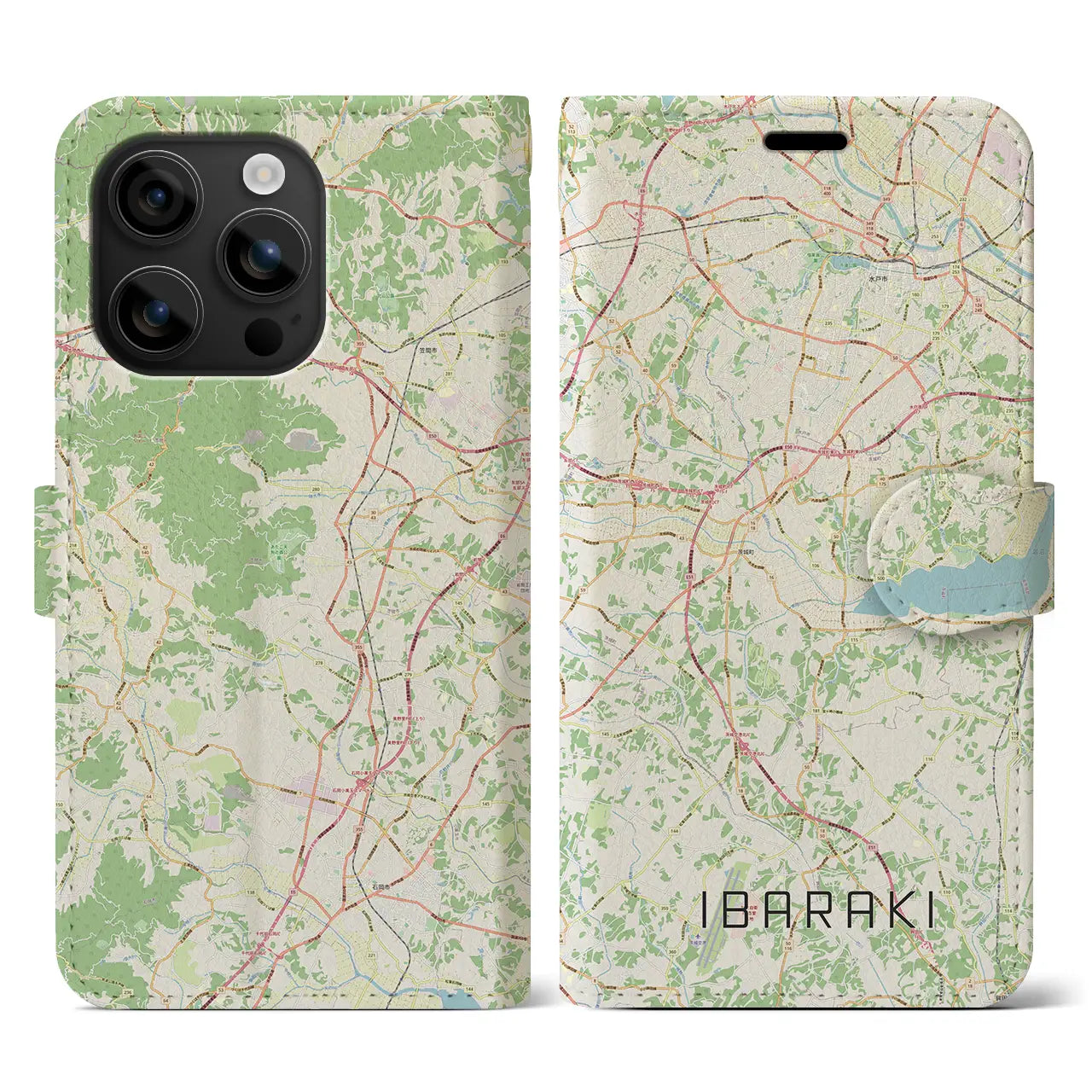 【茨城(茨城県)】地図柄iPhoneケース(手帳タイプ)
