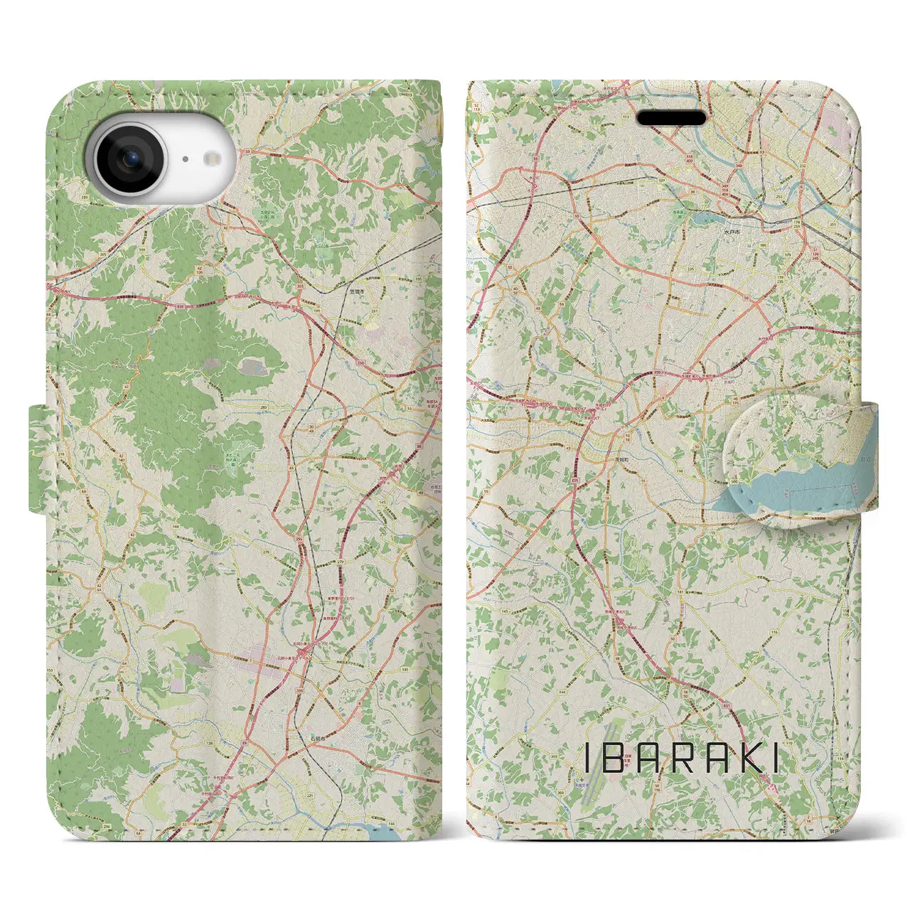 【茨城(茨城県)】地図柄iPhoneケース(手帳タイプ)