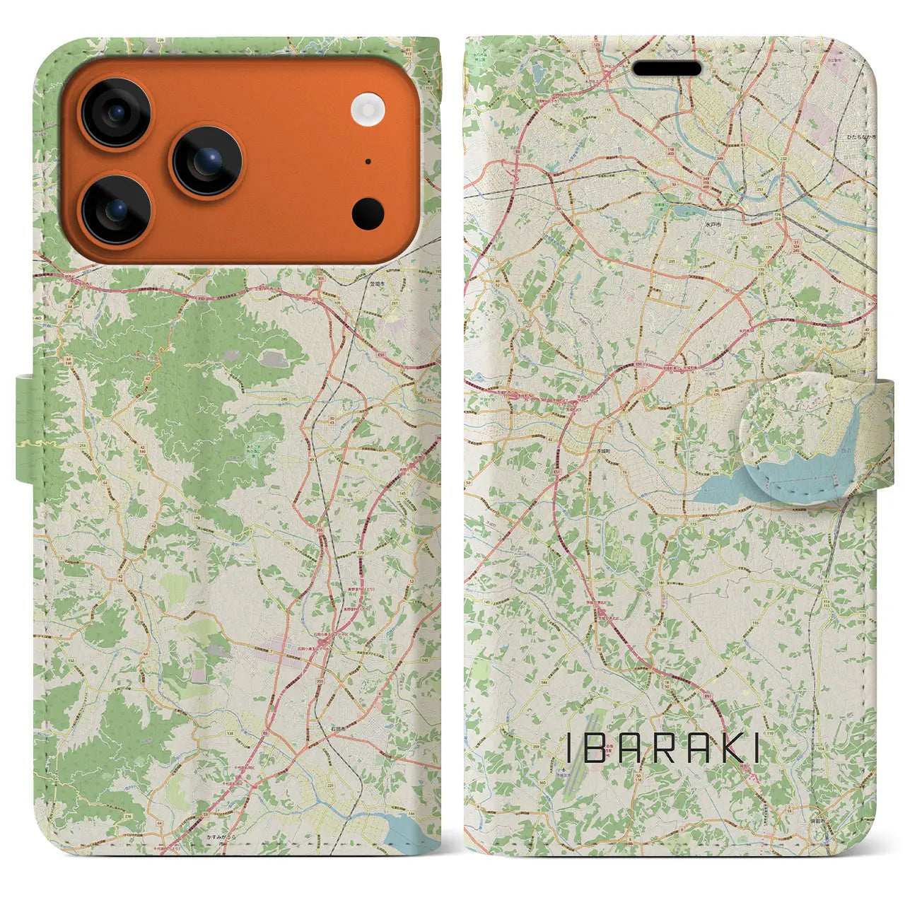 【茨城(茨城県)】地図柄iPhoneケース(手帳タイプ)