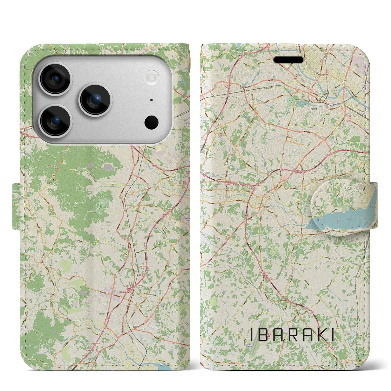 【茨城(茨城県)】地図柄iPhoneケース(手帳タイプ)