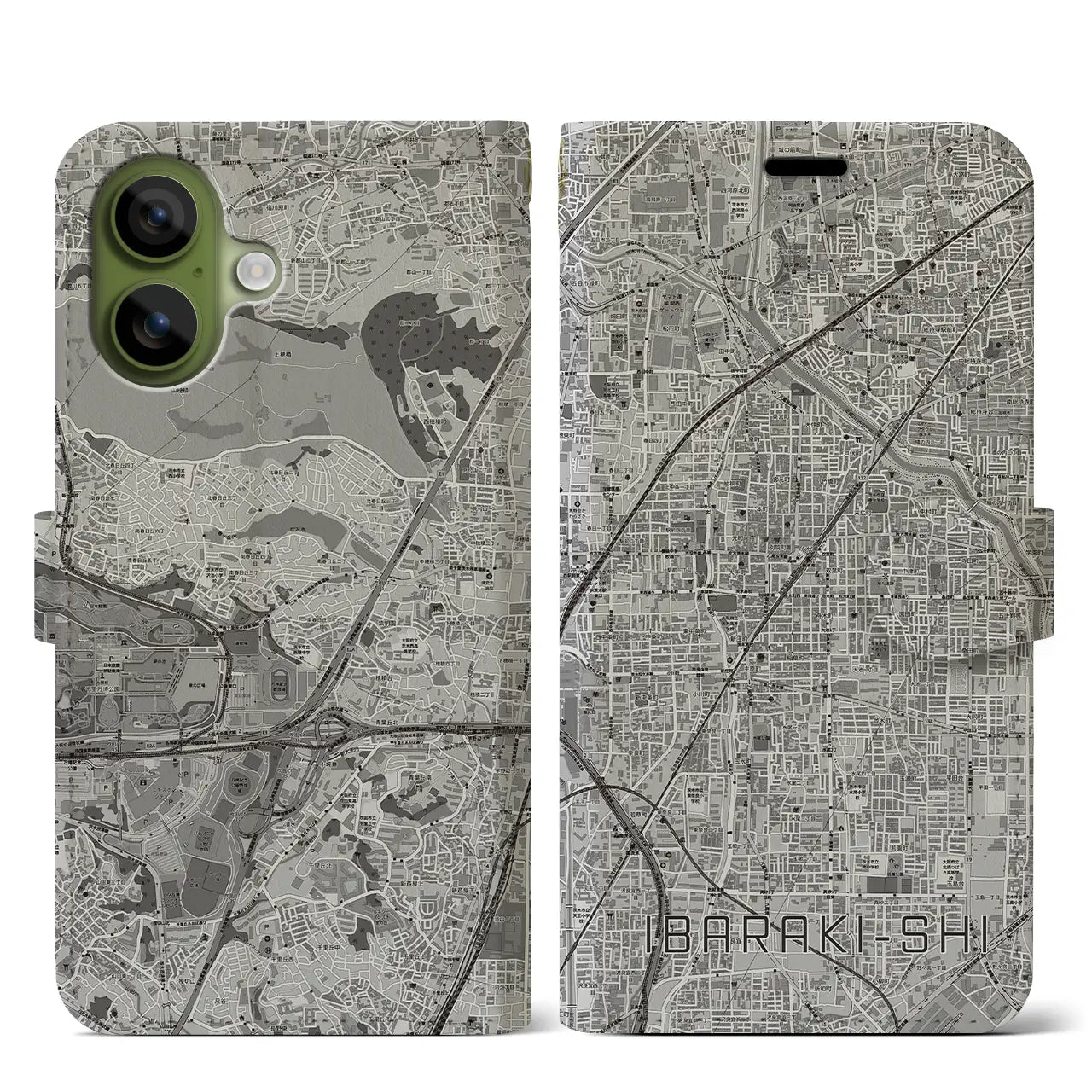 【茨木市(大阪府)】地図柄iPhoneケース(手帳タイプ)