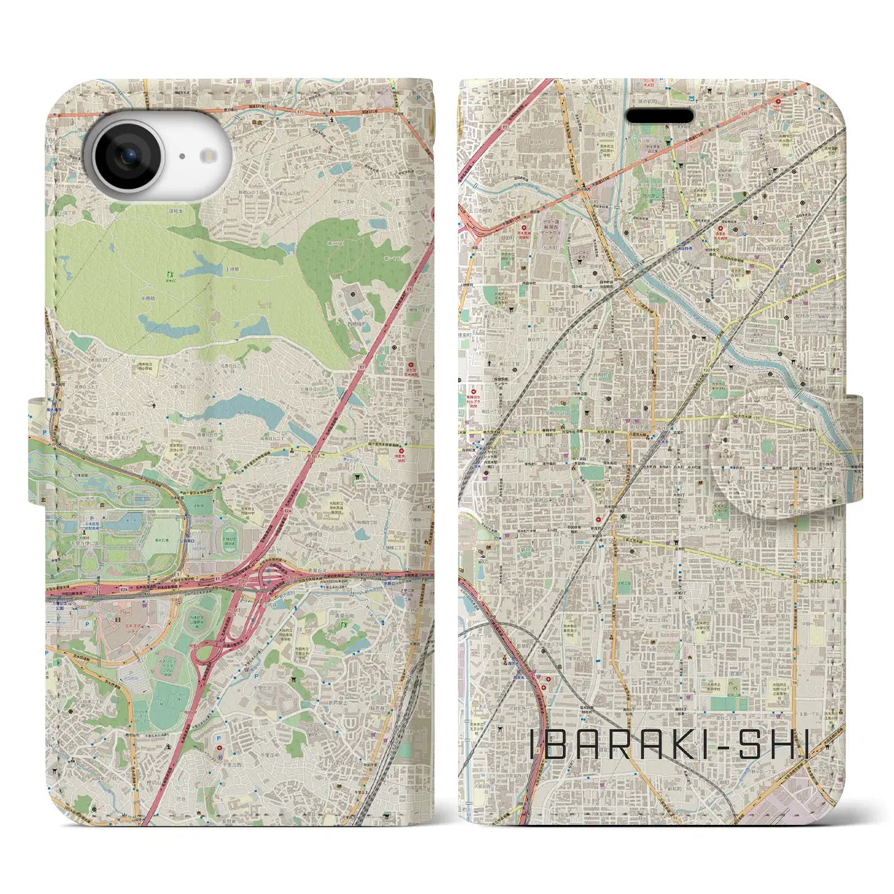 【茨木市(大阪府)】地図柄iPhoneケース(手帳タイプ)