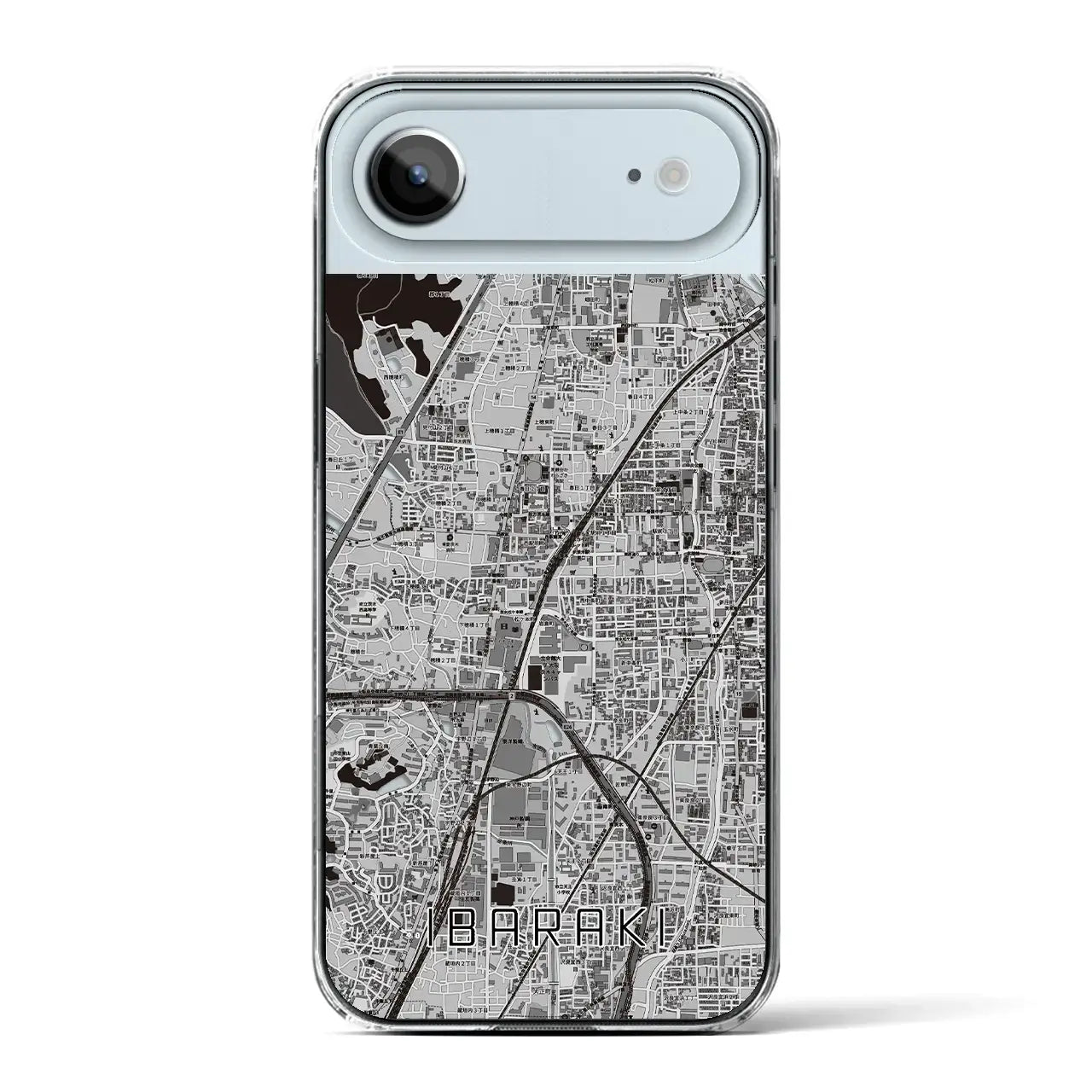 【茨木(大阪府)】地図柄iPhoneケース(クリアタイプ)モノトーン・iPhone 17 Pro Max 用