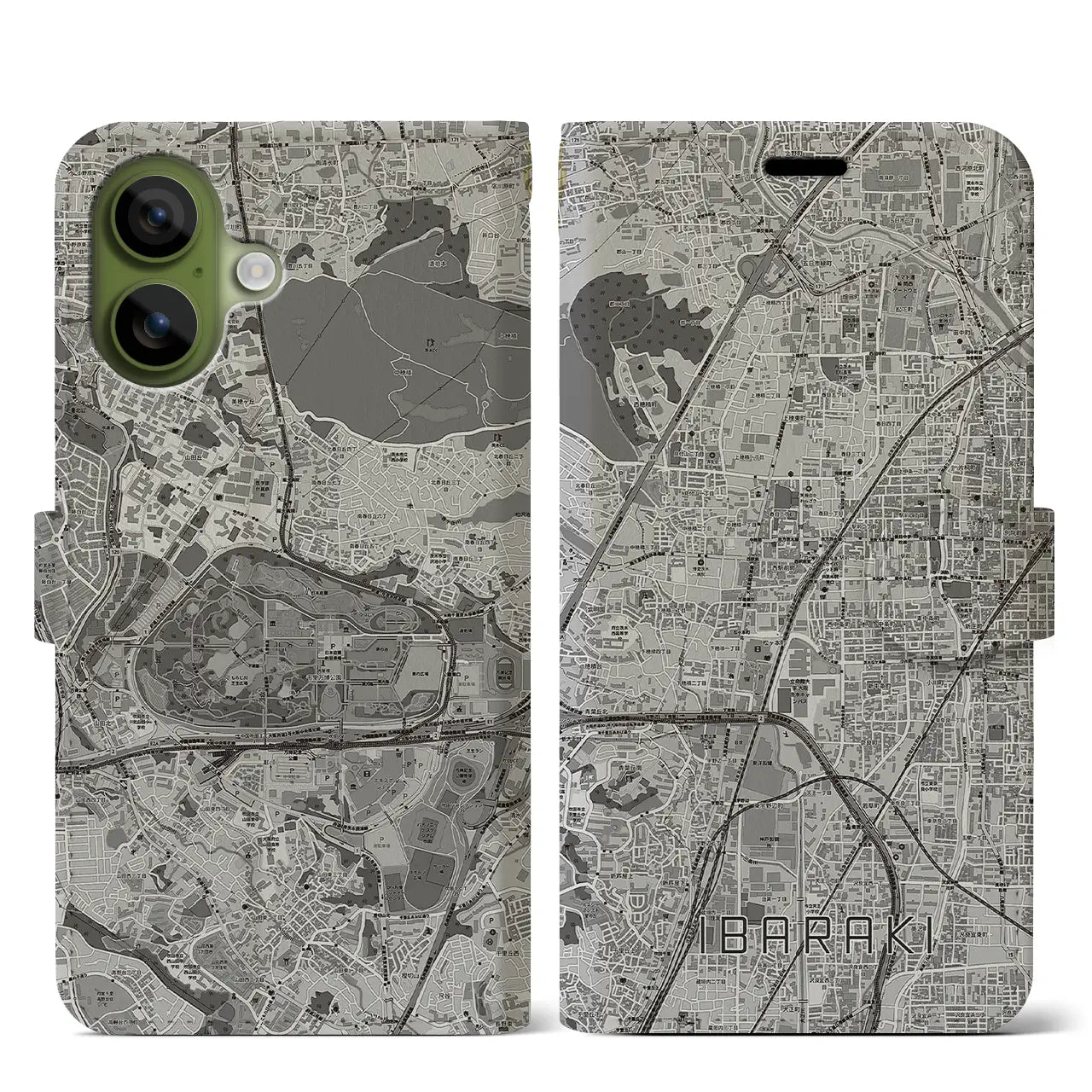 【茨木(大阪府)】地図柄iPhoneケース(手帳タイプ)