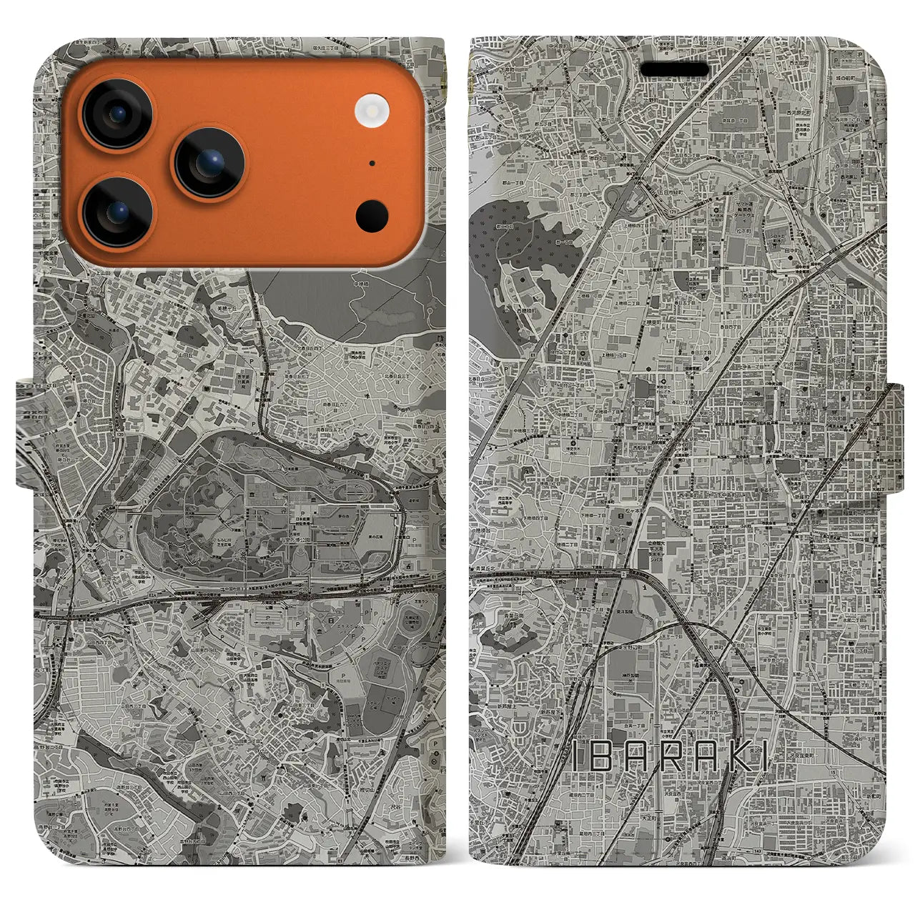 【茨木(大阪府)】地図柄iPhoneケース(手帳タイプ)