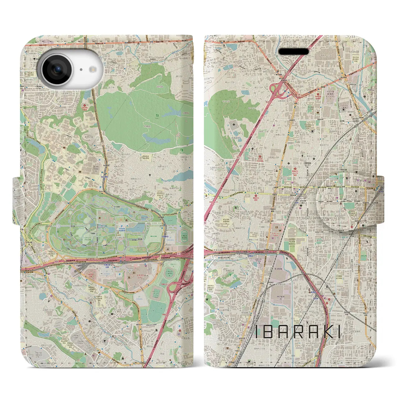 【茨木(大阪府)】地図柄iPhoneケース(手帳タイプ)