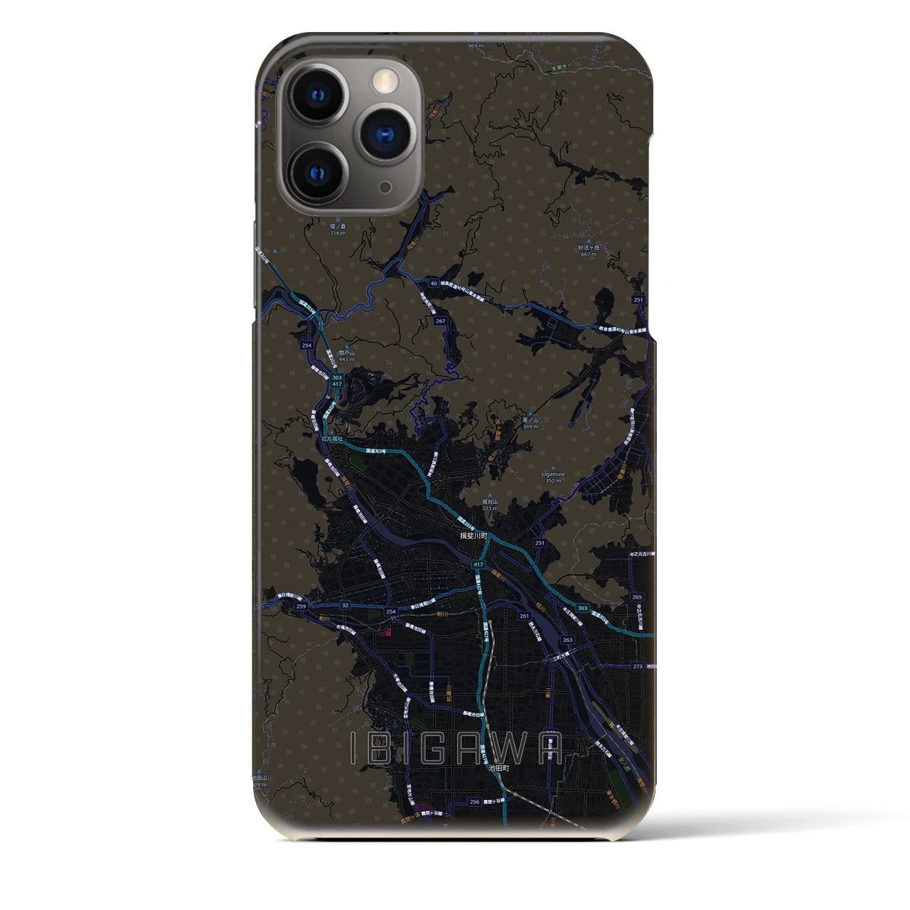 【揖斐川(岐阜県)】地図柄iPhoneケース(バックカバータイプ)
