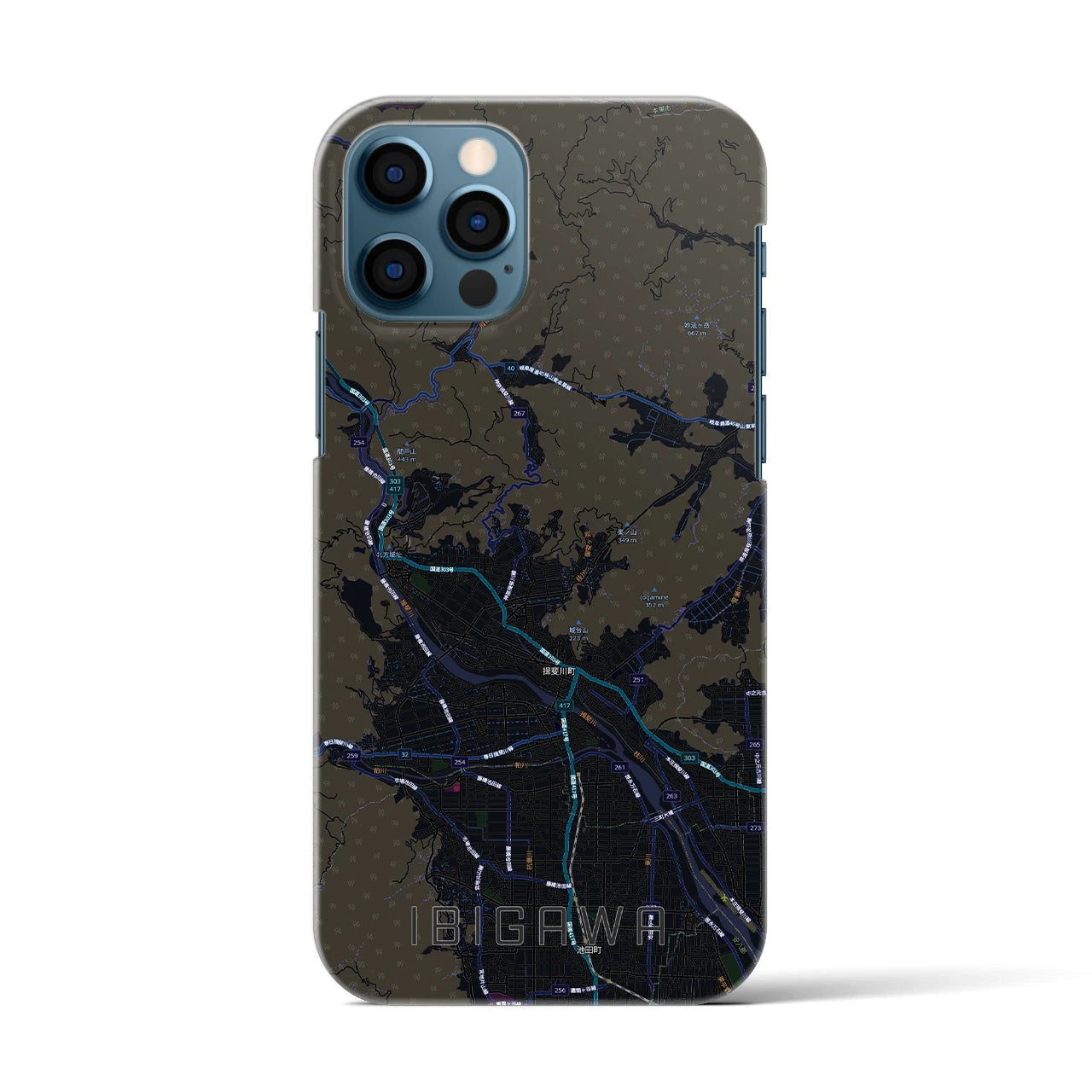 【揖斐川(岐阜県)】地図柄iPhoneケース(バックカバータイプ)