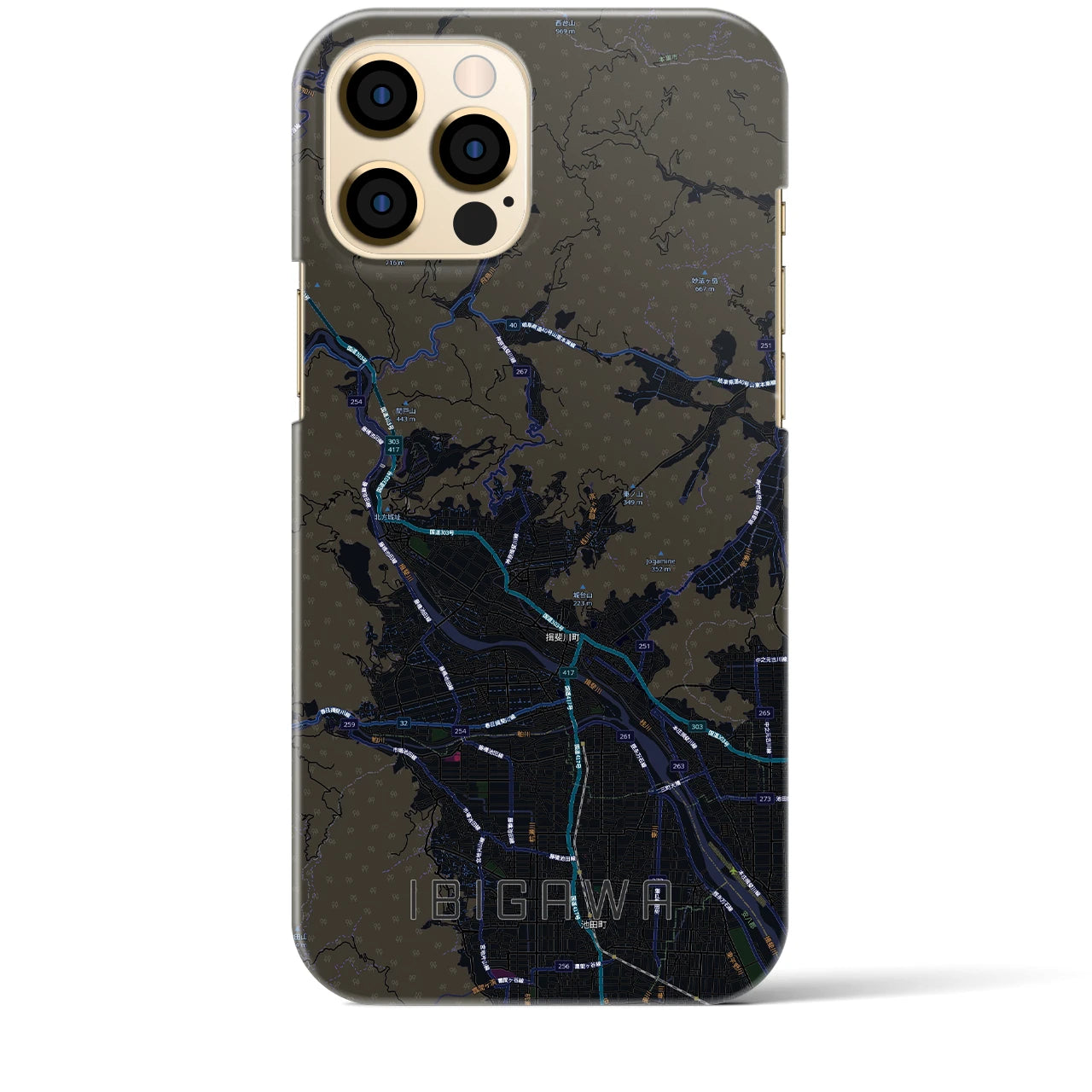 【揖斐川(岐阜県)】地図柄iPhoneケース(バックカバータイプ)