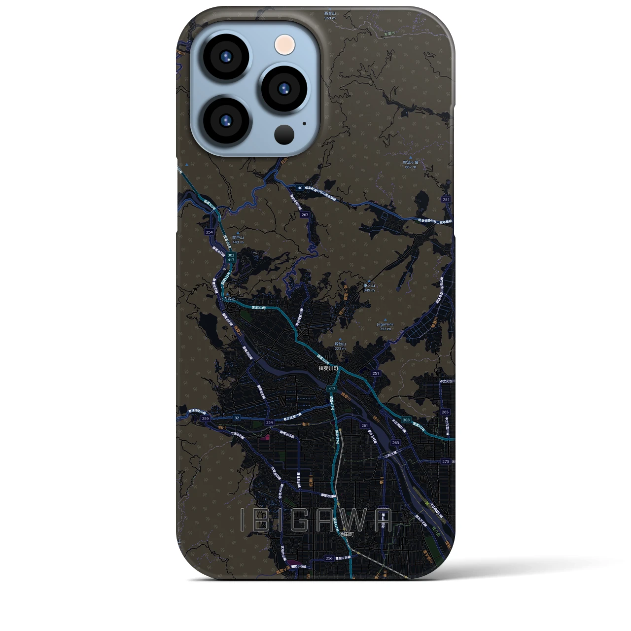 【揖斐川(岐阜県)】地図柄iPhoneケース(バックカバータイプ)