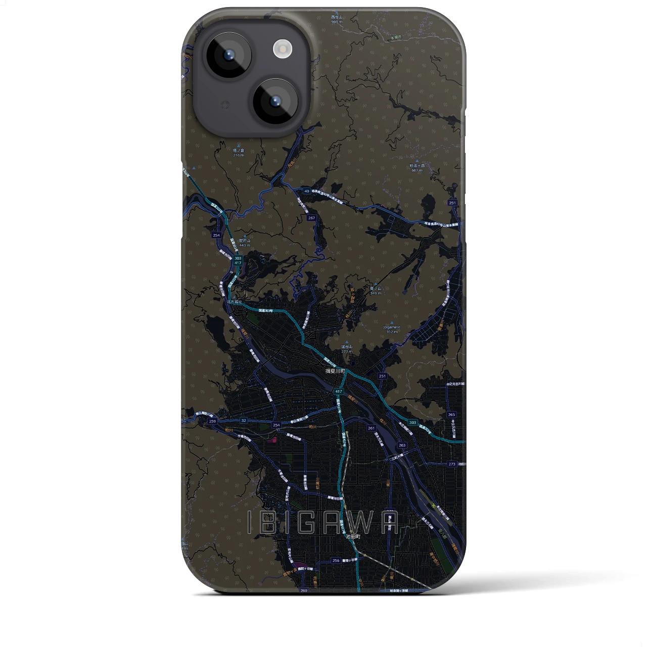 【揖斐川(岐阜県)】地図柄iPhoneケース(バックカバータイプ)
