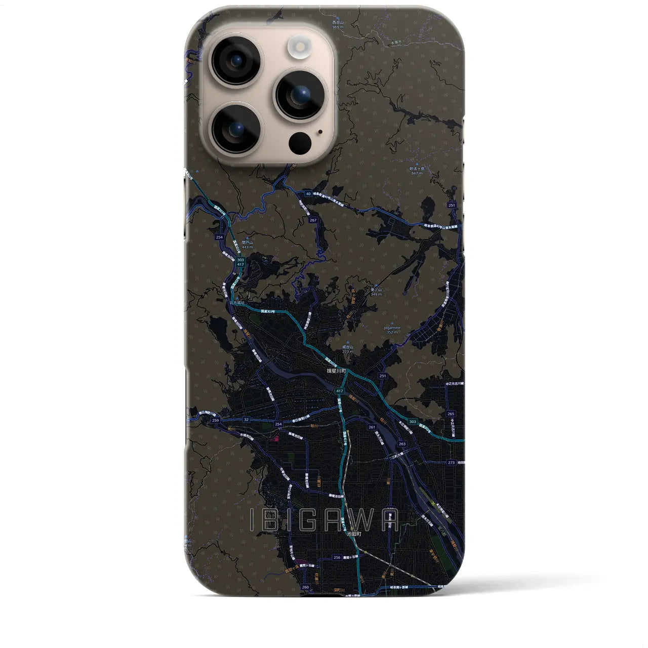 【揖斐川(岐阜県)】地図柄iPhoneケース(バックカバータイプ)