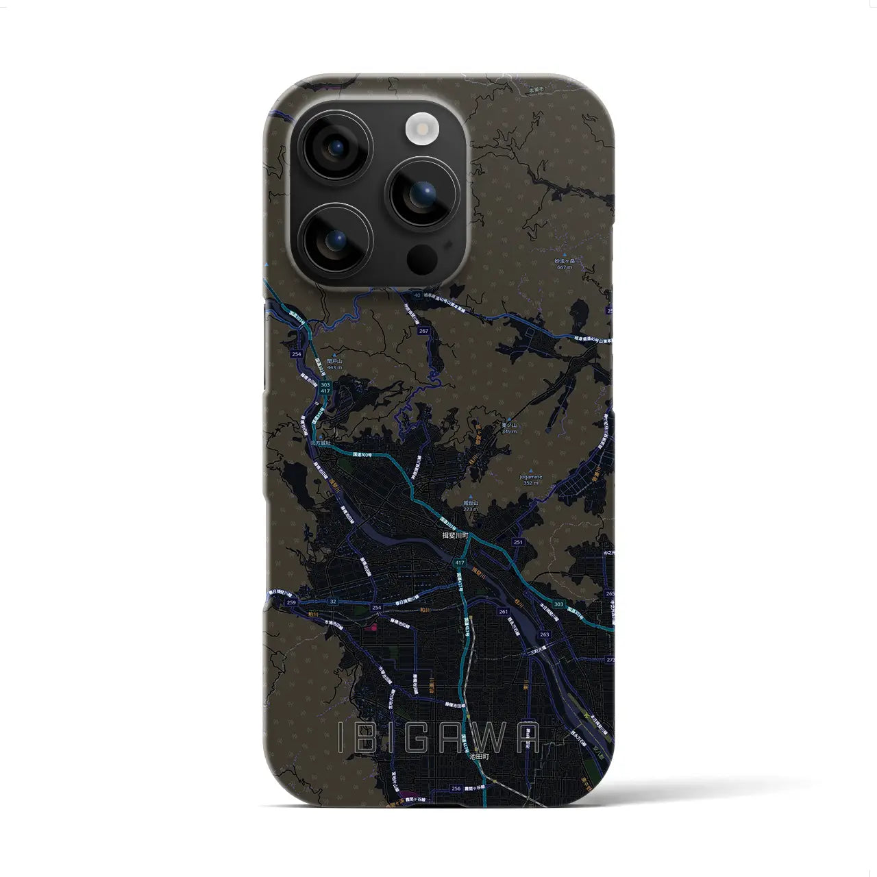 【揖斐川(岐阜県)】地図柄iPhoneケース(バックカバータイプ)